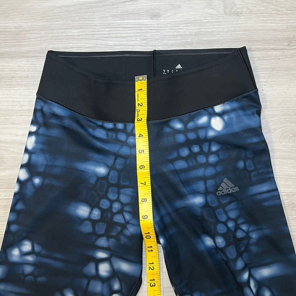 Adidas Womens Athletic Performance Leggings Blue Black White Pattern M - Picture 6 of 14